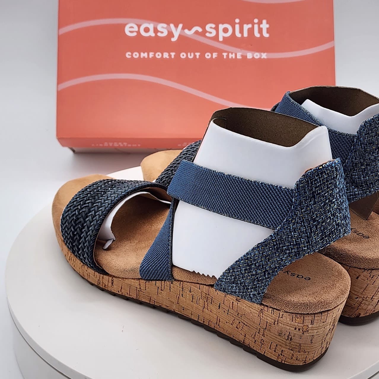 Easy Spirit Lorena 2 Medium Blue Woven Cork Wedge Sandals Women’s Size 9 - Thumbnail 3
