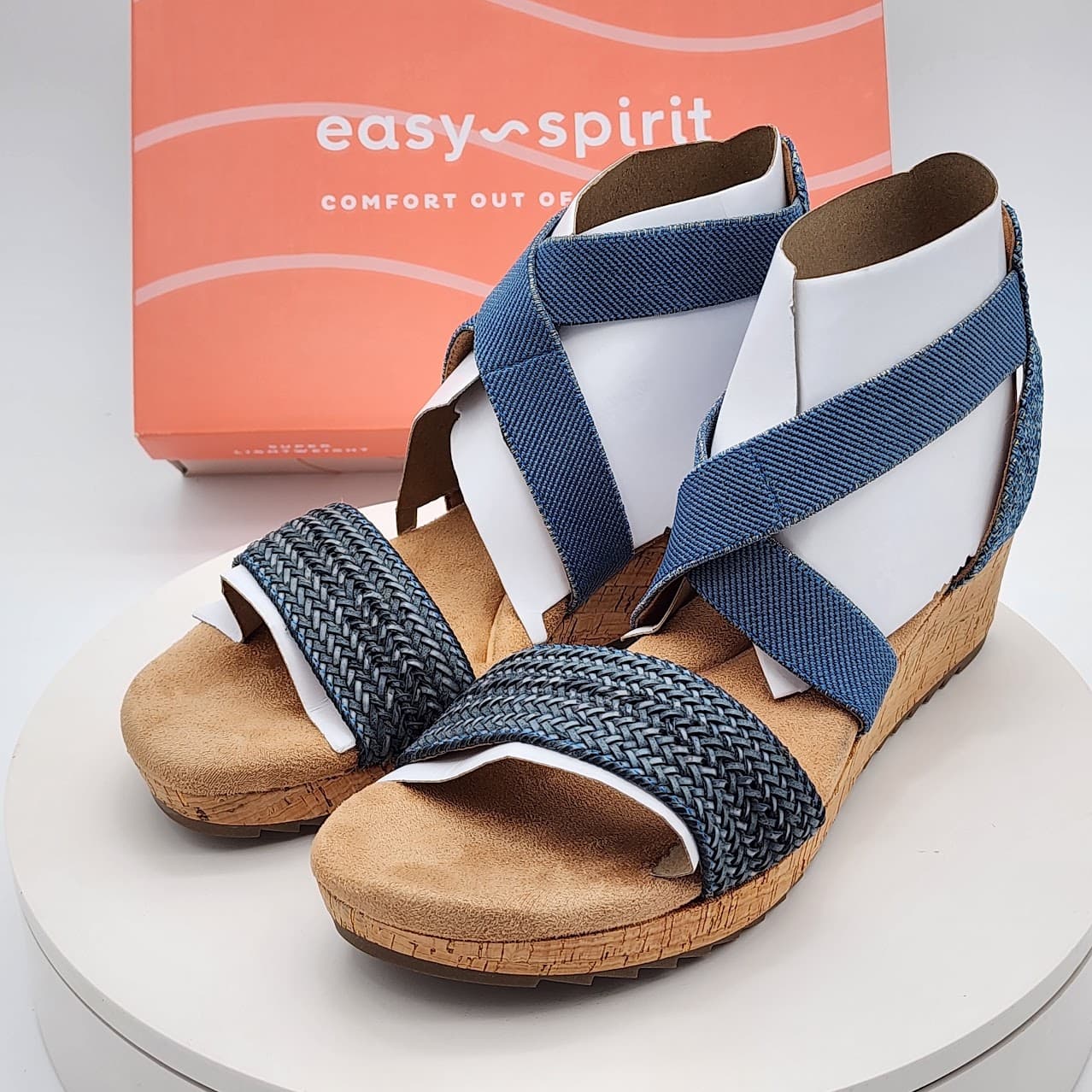Easy Spirit Lorena 2 Medium Blue Woven Cork Wedge Sandals Women’s Size 9 - Thumbnail 4