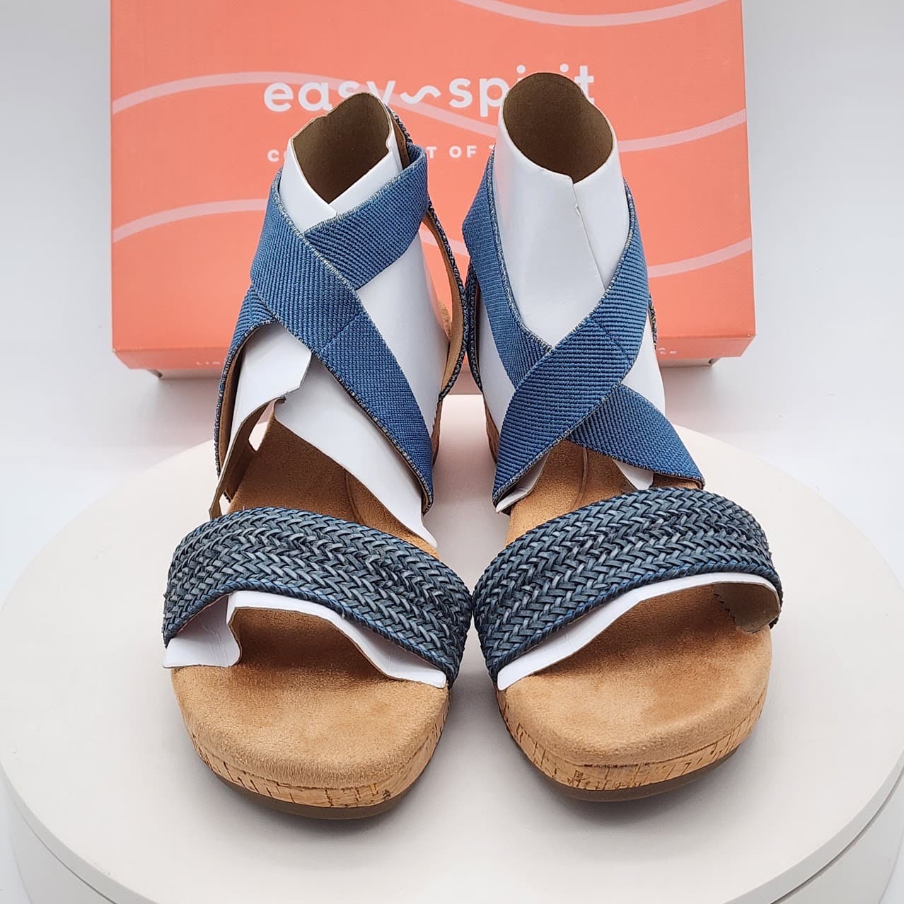 Easy Spirit Lorena 2 Medium Blue Woven Cork Wedge Sandals Women’s Size 9 - Thumbnail 5