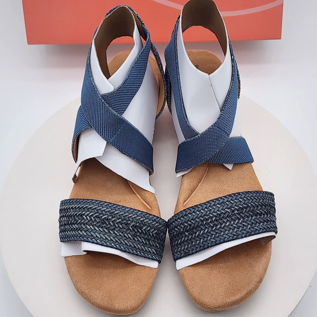 Easy Spirit Lorena 2 Medium Blue Woven Cork Wedge Sandals Women’s Size 9 - Thumbnail 6