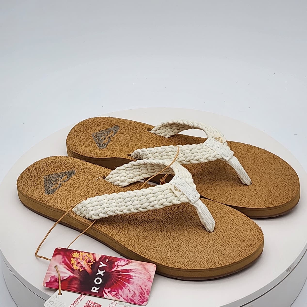 Roxy Porto IV Natural Braided Thong Flip Flop Sandals Women’s Size 8