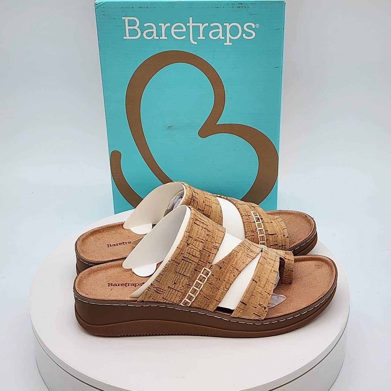 Baretraps Fresha Natural Cork Triple Strap Toe Loop Slide Sandals  Size 7.5 - Thumbnail 2