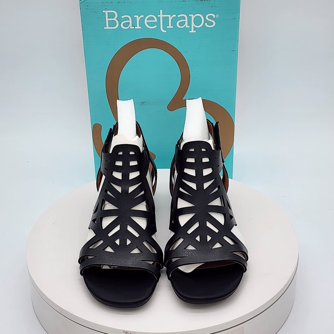 Baretraps Velvet Black Strappy Block Heel Sandals Women’s Size 7 - Thumbnail 6
