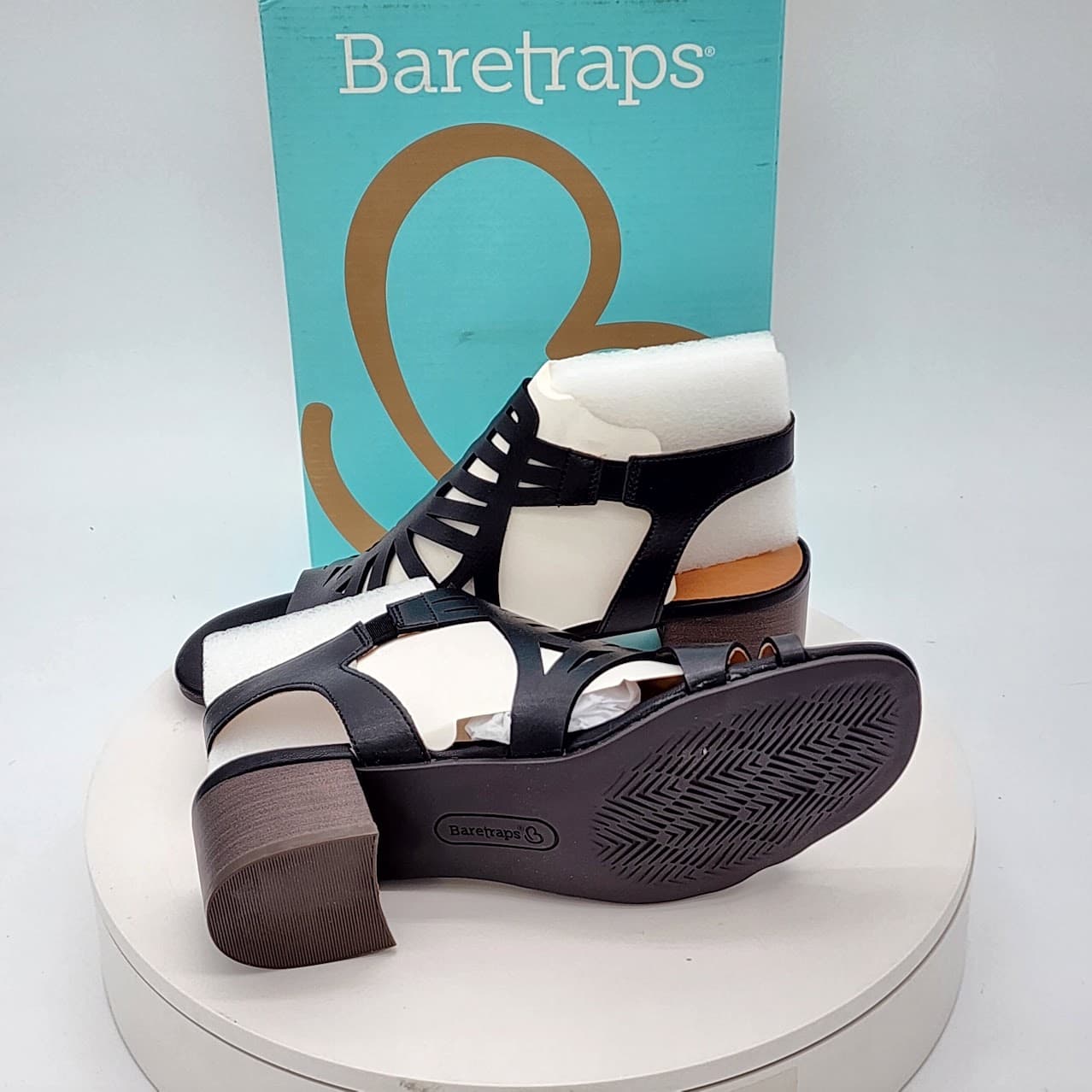 Baretraps Velvet Black Strappy Block Heel Sandals Women’s Size 7 - Thumbnail 7