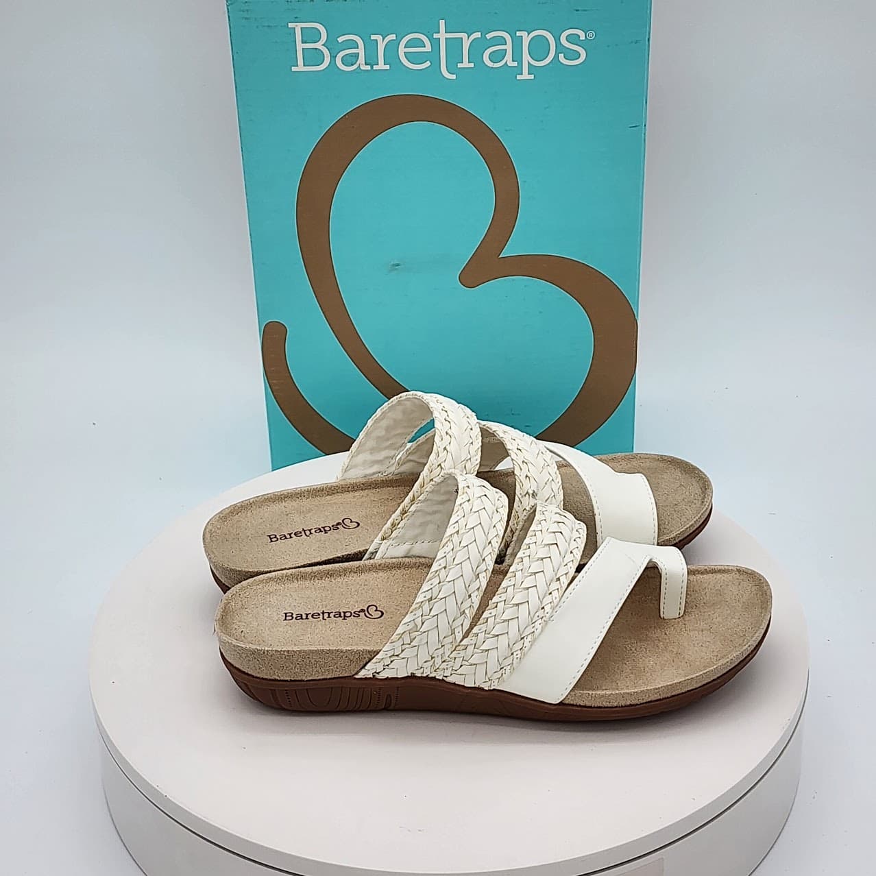 Baretraps Jonelle White Braided Toe Loop Comfort Slide Sandals Women’s Size 6 - Thumbnail 2