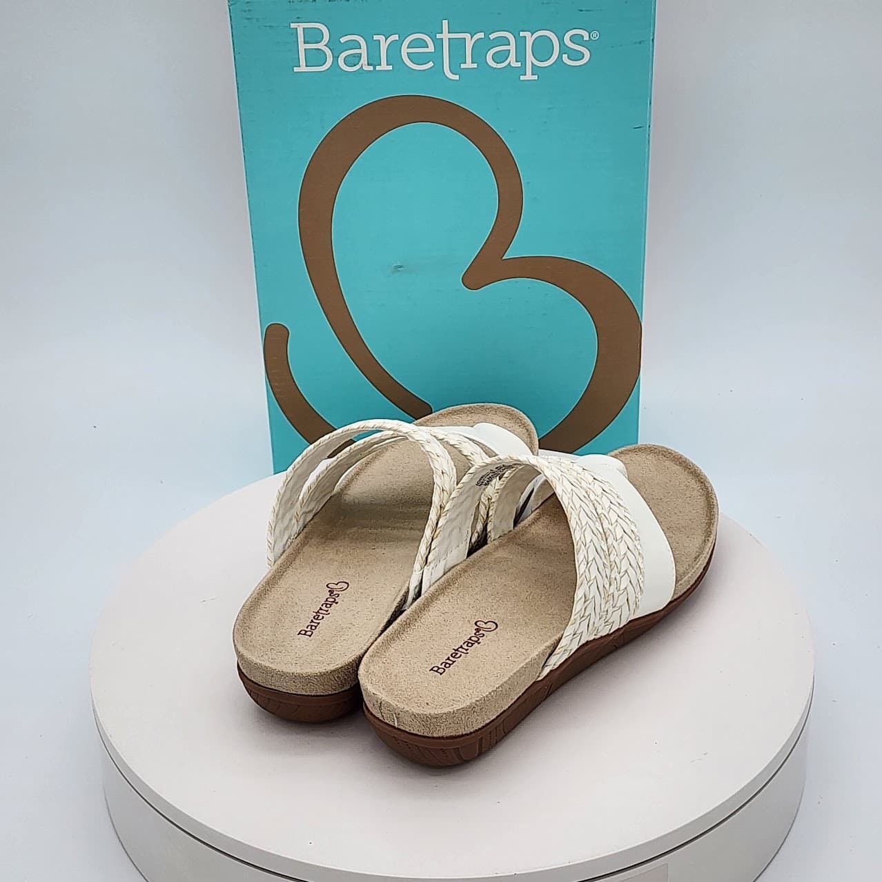 Baretraps Jonelle White Braided Toe Loop Comfort Slide Sandals Women’s Size 6 - Thumbnail 3