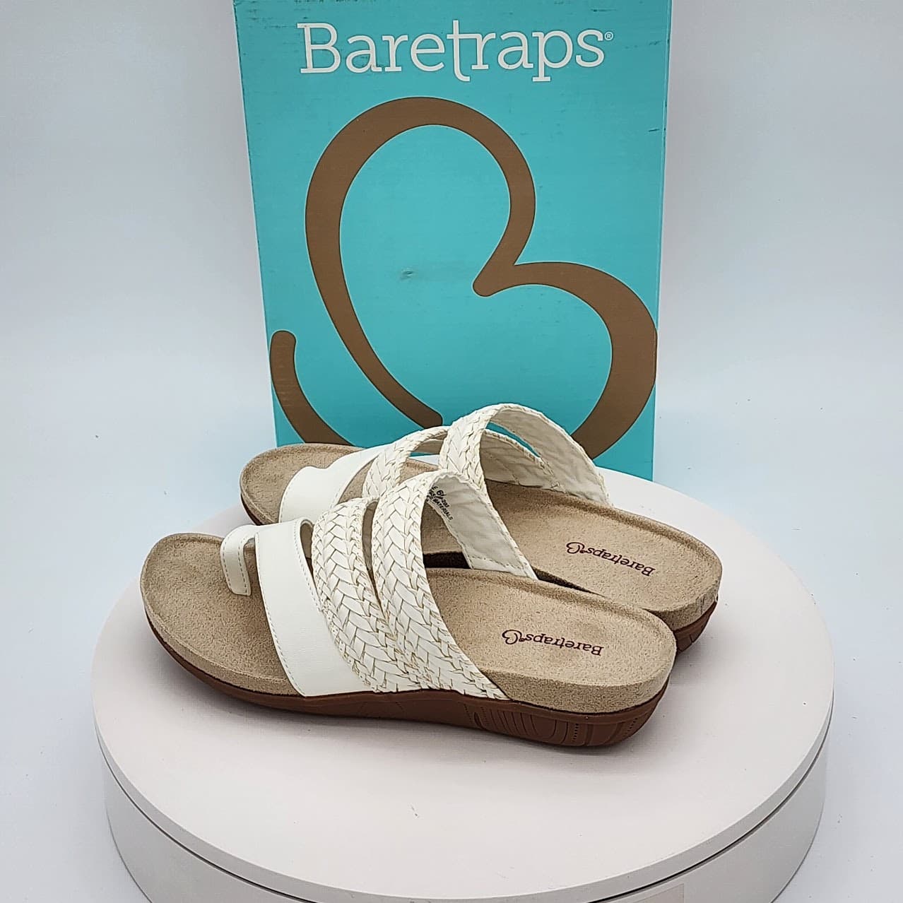 Baretraps Jonelle White Braided Toe Loop Comfort Slide Sandals Women’s Size 6 - Thumbnail 4