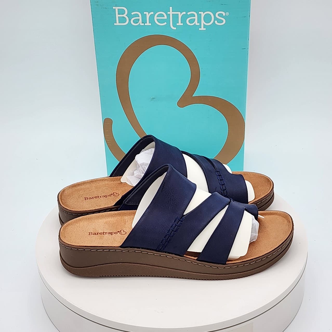 Baretraps Fresha Dark Navy Triple Strap Toe Loop Slide Sandals Women’s Size 9 - Thumbnail 2