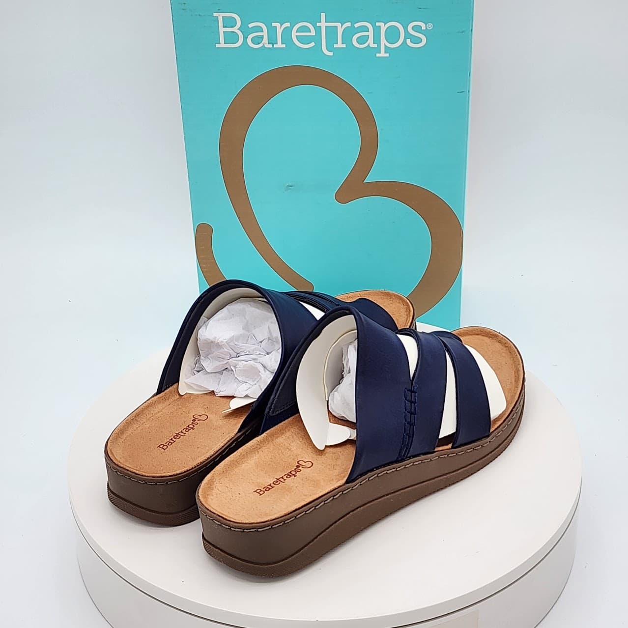 Baretraps Fresha Dark Navy Triple Strap Toe Loop Slide Sandals Women’s Size 9 - Thumbnail 3