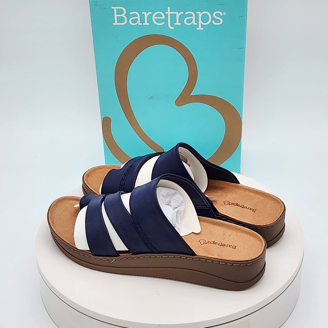 Baretraps Fresha Dark Navy Triple Strap Toe Loop Slide Sandals Women’s Size 9 - Thumbnail 4
