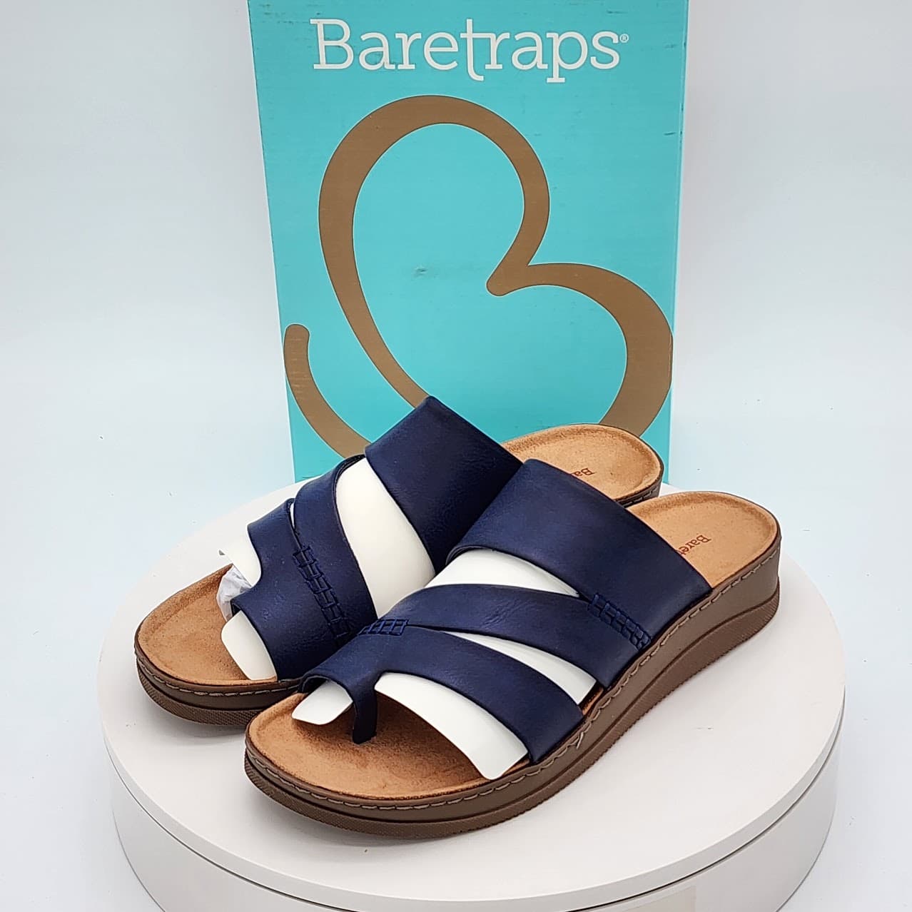 Baretraps Fresha Dark Navy Triple Strap Toe Loop Slide Sandals Women’s Size 9 - Thumbnail 5