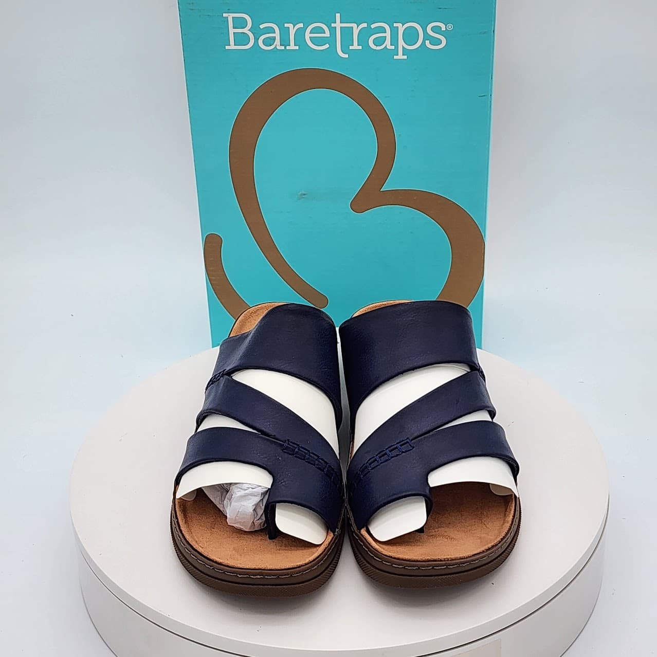Baretraps Fresha Dark Navy Triple Strap Toe Loop Slide Sandals Women’s Size 9 - Thumbnail 8