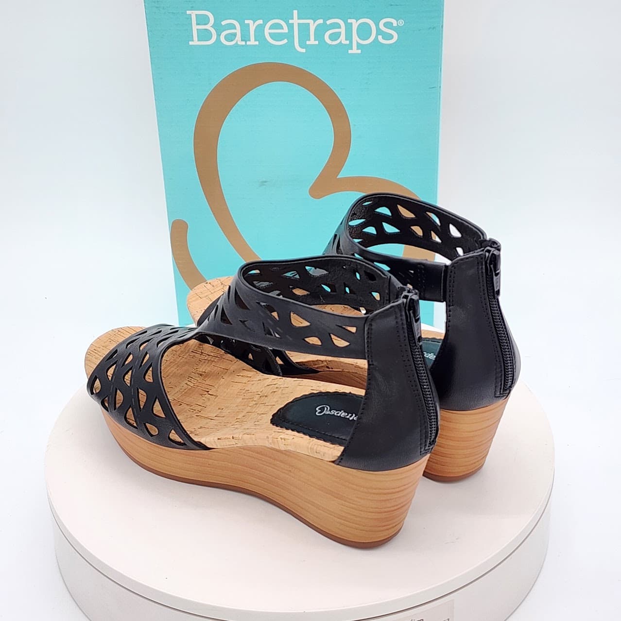 Baretraps Miriam Black Laser Cut Platform Wedge Sandals Women’s Size 9.5 - Thumbnail 5