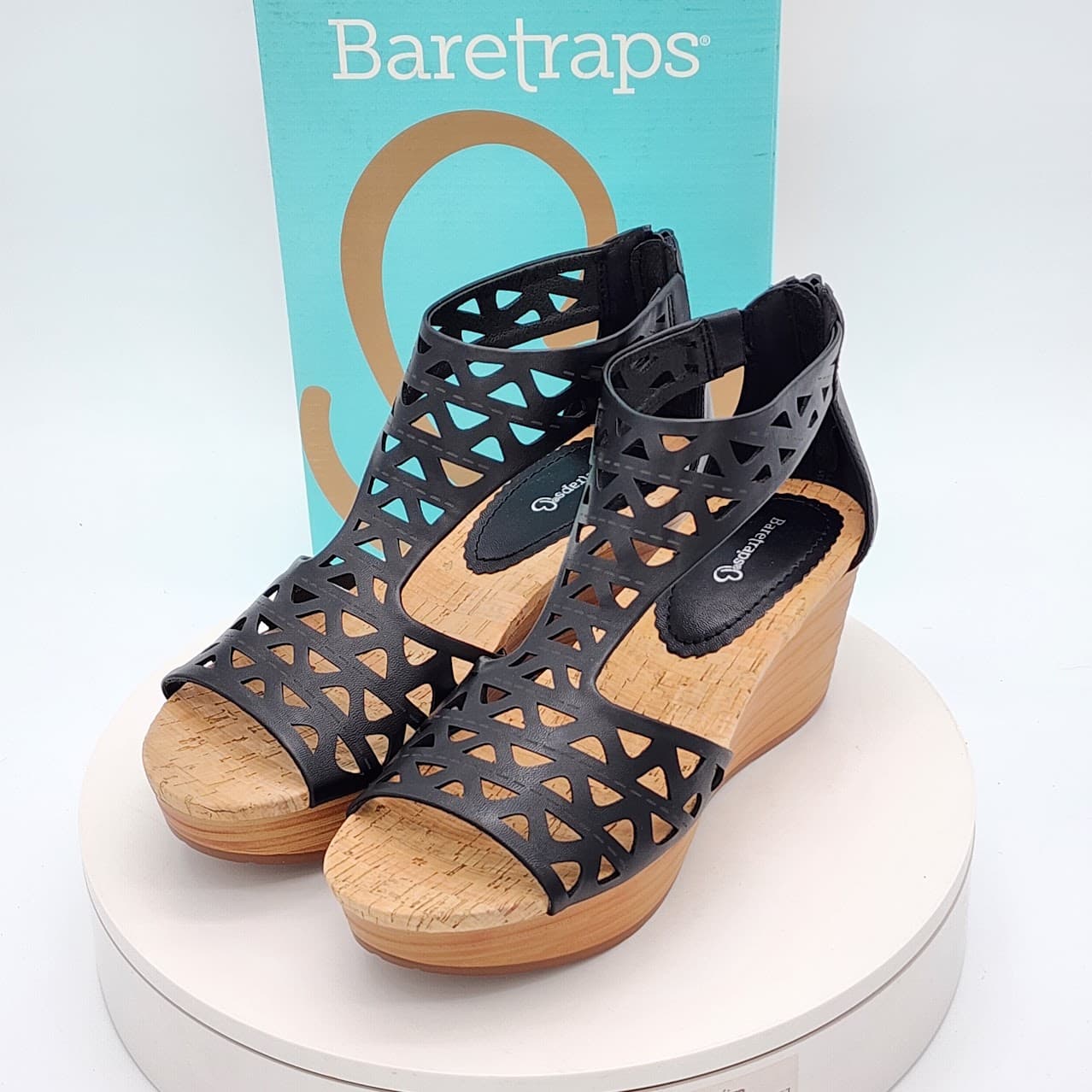 Baretraps Miriam Black Laser Cut Platform Wedge Sandals Women’s Size 9.5 - Thumbnail 7