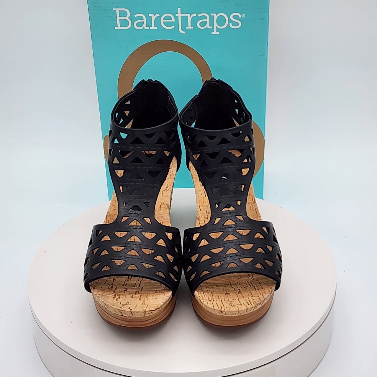 Baretraps Miriam Black Laser Cut Platform Wedge Sandals Women’s Size 9.5 - Thumbnail 9