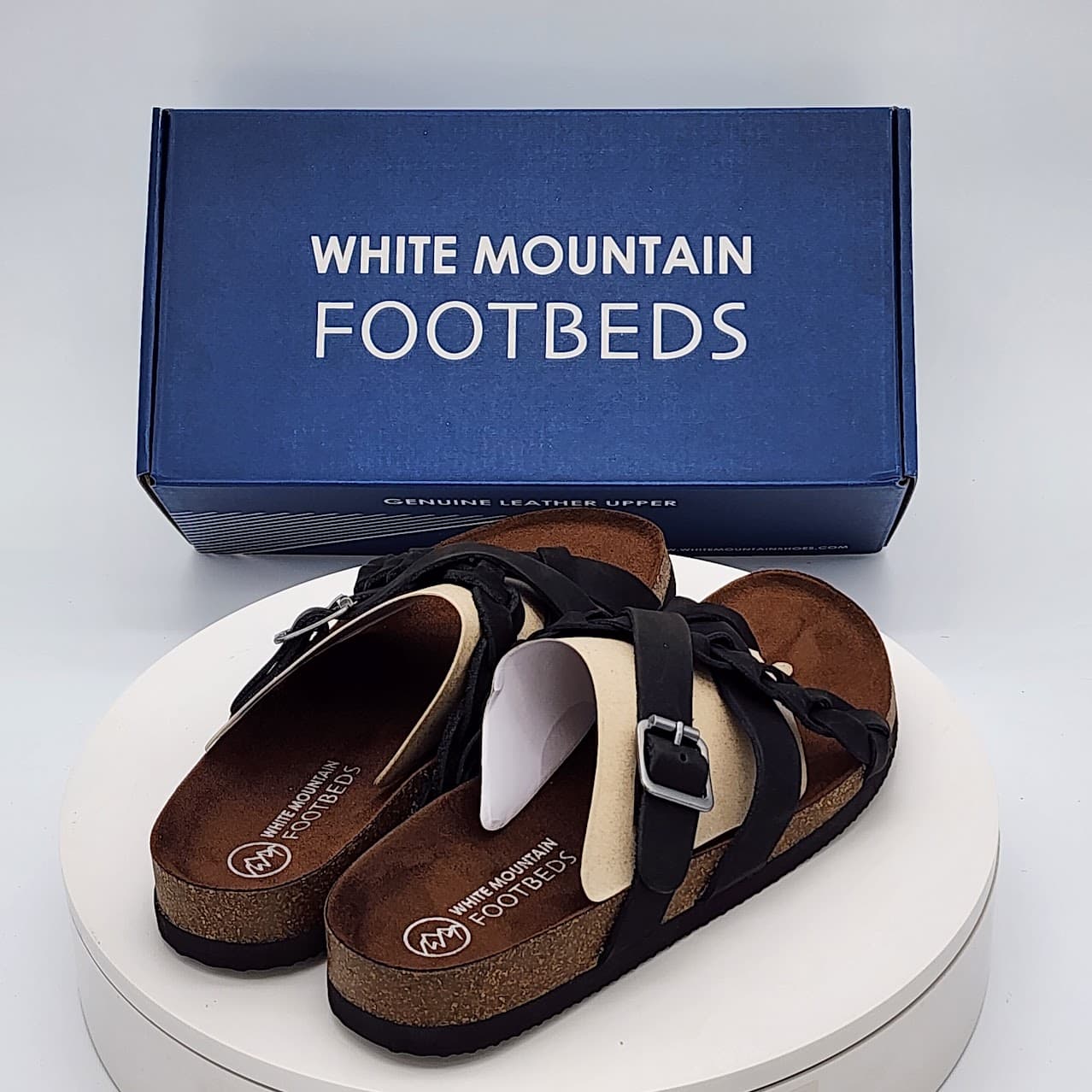 White Mountain Harrington Black Nubuck Braided Footbed Sandals Women’s Size 8 - Thumbnail 3