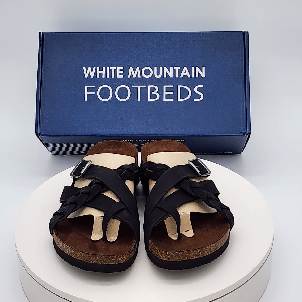 White Mountain Harrington Black Nubuck Braided Footbed Sandals Women’s Size 8 - Thumbnail 7