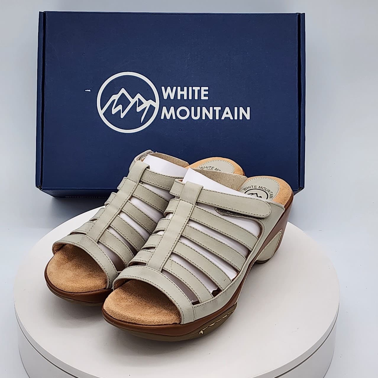 White Mountain Valencia Ice Burnished Strappy Wedge Clog Sandals Size 8.5 - Thumbnail 6