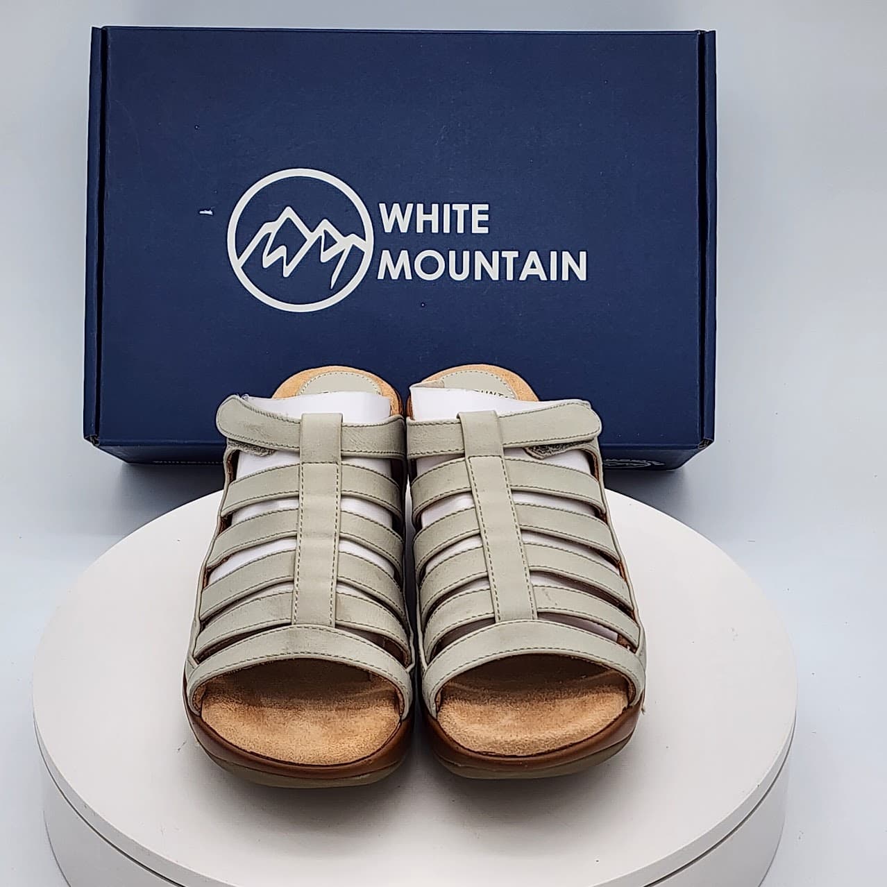 White Mountain Valencia Ice Burnished Strappy Wedge Clog Sandals Size 8.5 - Thumbnail 7