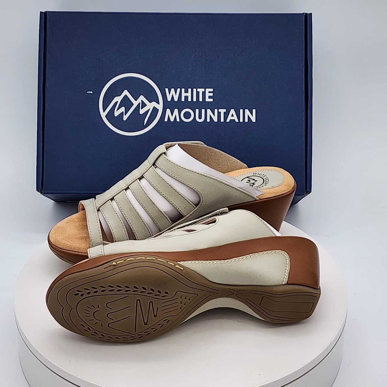 White Mountain Valencia Ice Burnished Strappy Wedge Clog Sandals Size 8.5 - Thumbnail 8
