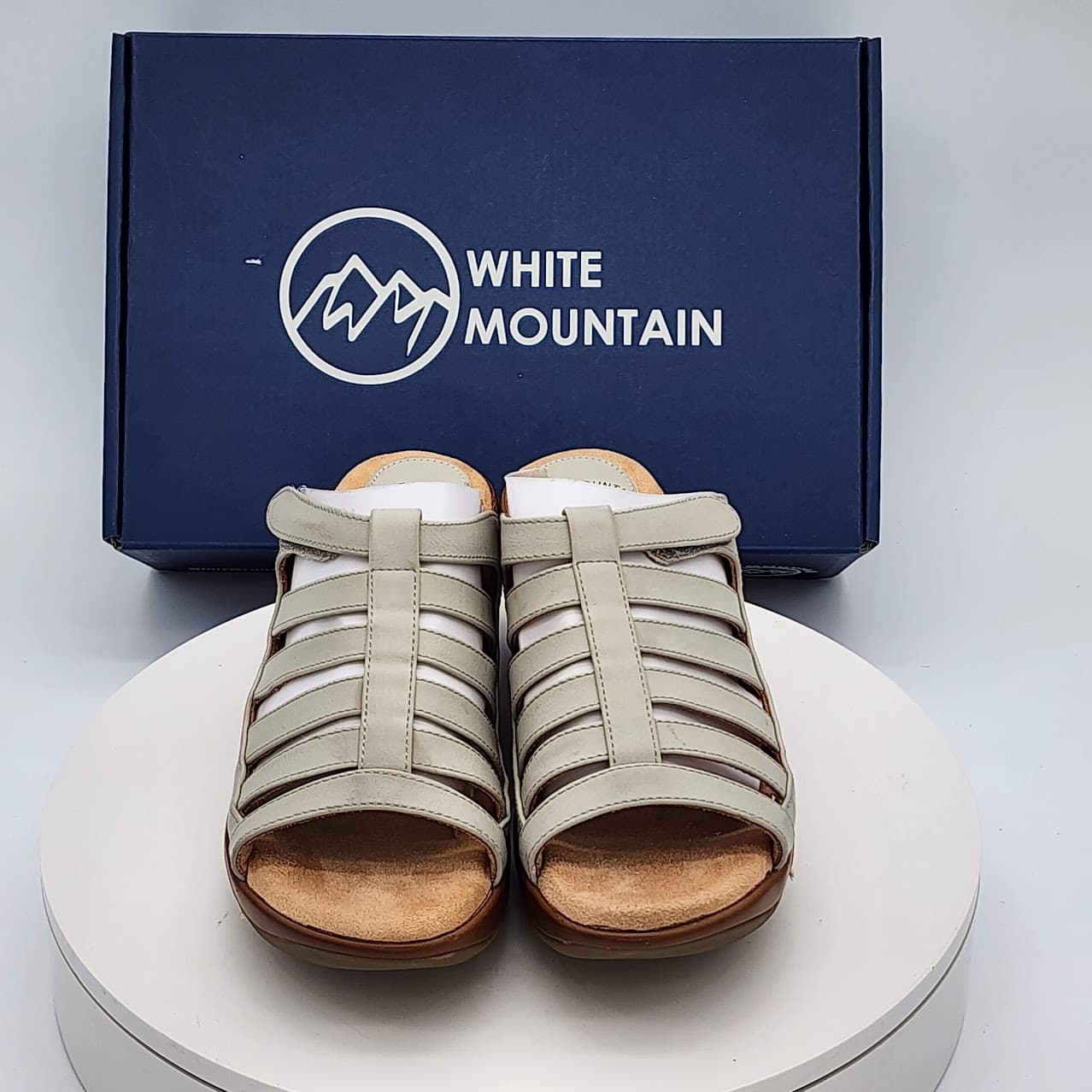 White Mountain Valencia Ice Burnished Strappy Wedge Clog Sandals Size 8.5 - Thumbnail 10