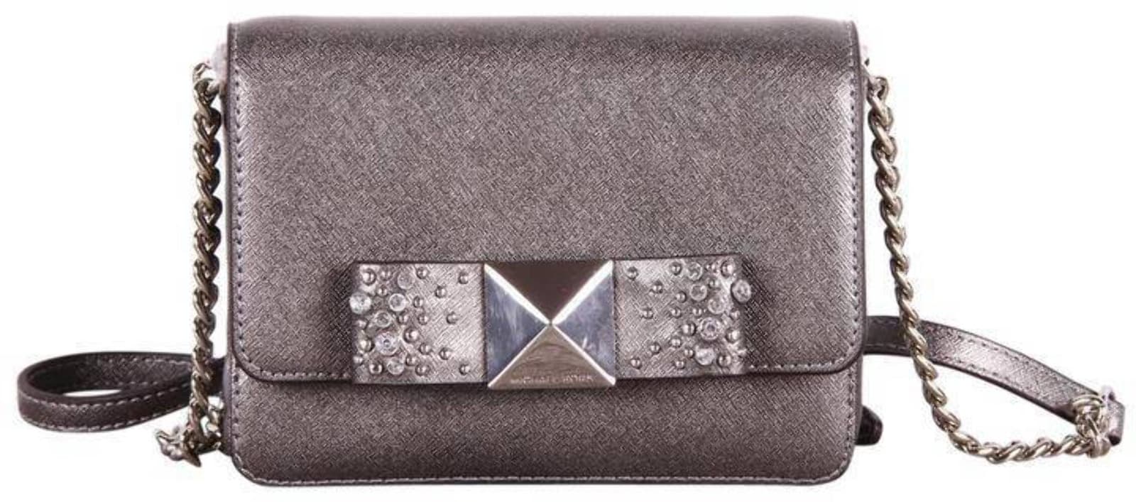Michael Kors Tina Small Metallic Leather Clutch Crossbody Bag
