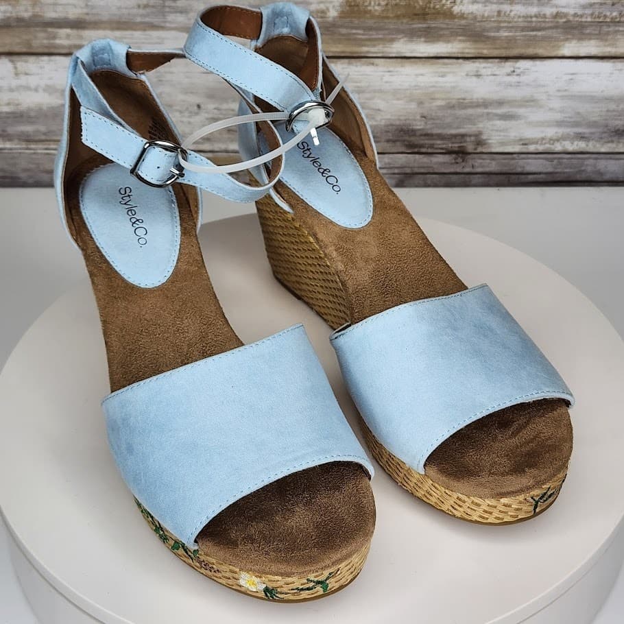 NEW - Style & Co Seleeny Women’s Dream Blue Espadrille Wedge Sandals Size 9