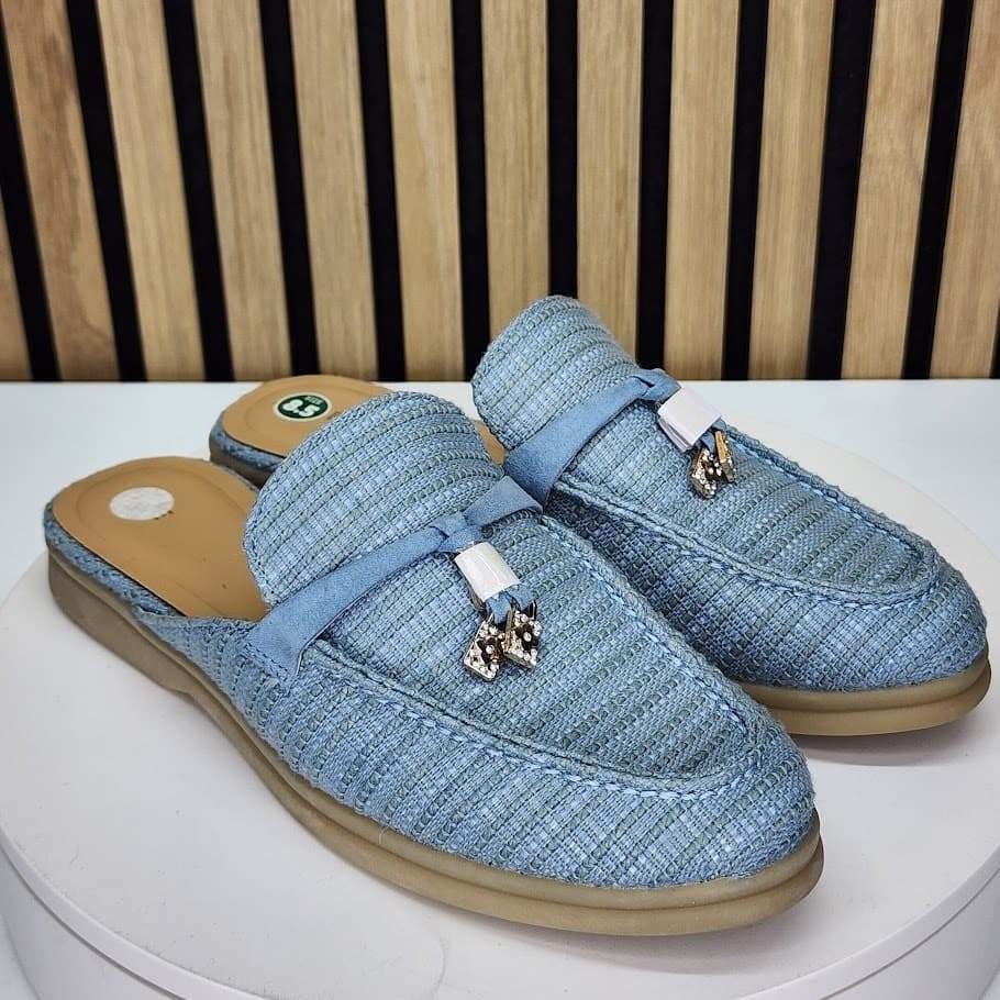 Anne Klein IFlex Women’s Blue Woven Mule Loafers – Size 8.5M