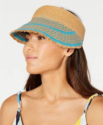 INC International Concepts Printed Tweed Stripe Frayed Edge Visor