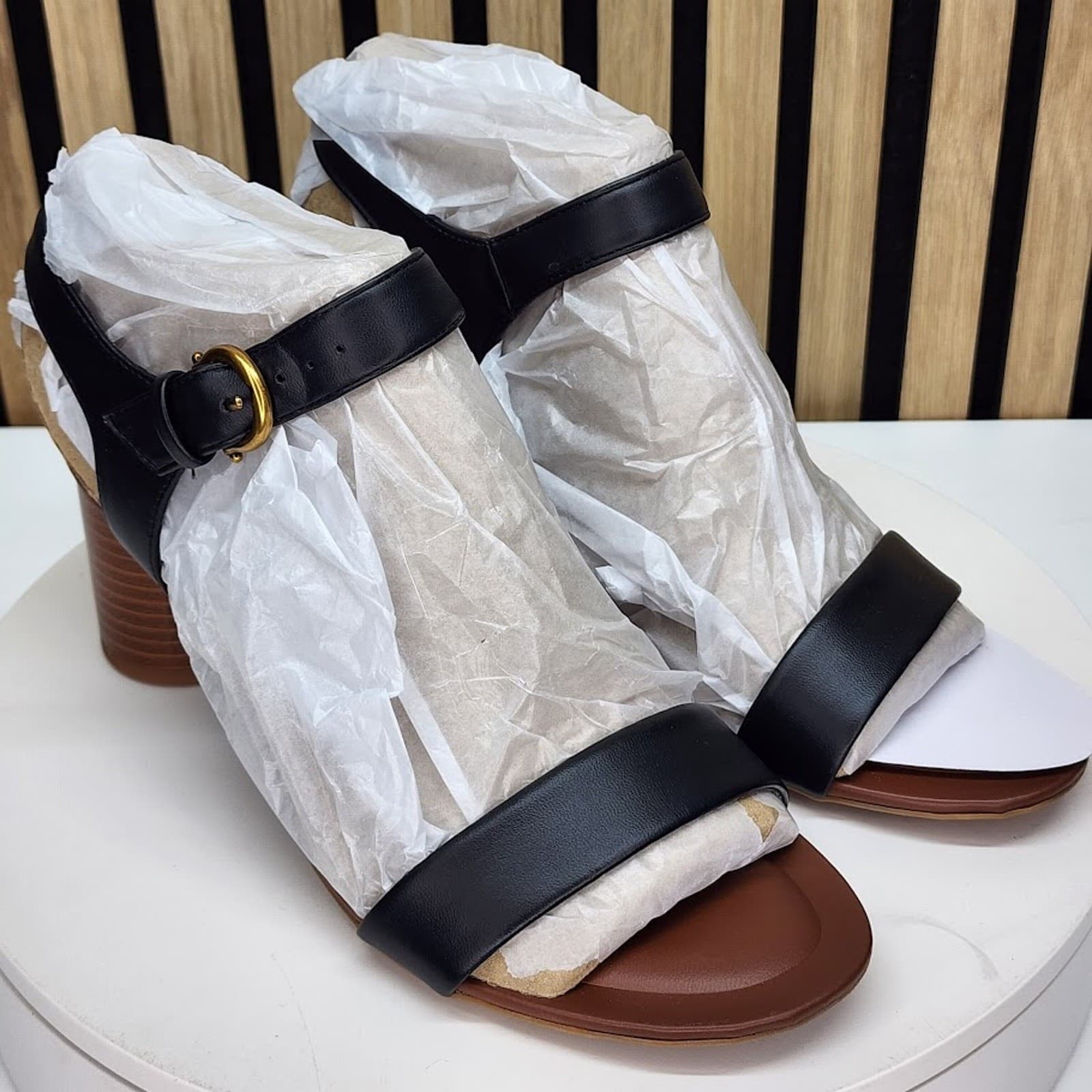 NEW - Giani Bernini Hadleyy Women’s Black Strappy Sandals Stacked Size 10.5 M