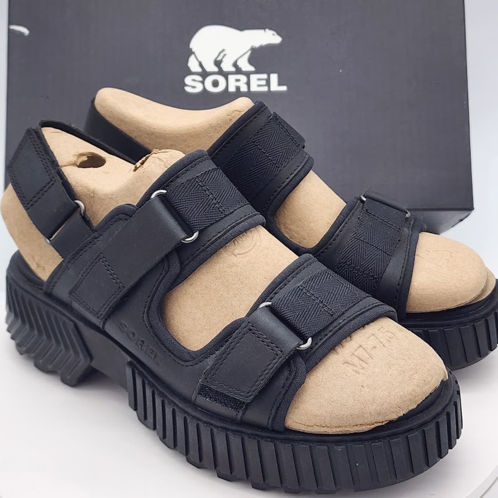 NEW Sorel ONA Ave Multistrap Black Women's Size 8.5 Sport Platform Sandals