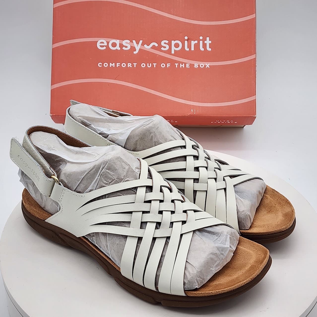 Easy Spirit Mar Ivory Woven Slingback Comfort Sandals Women’s Size 8